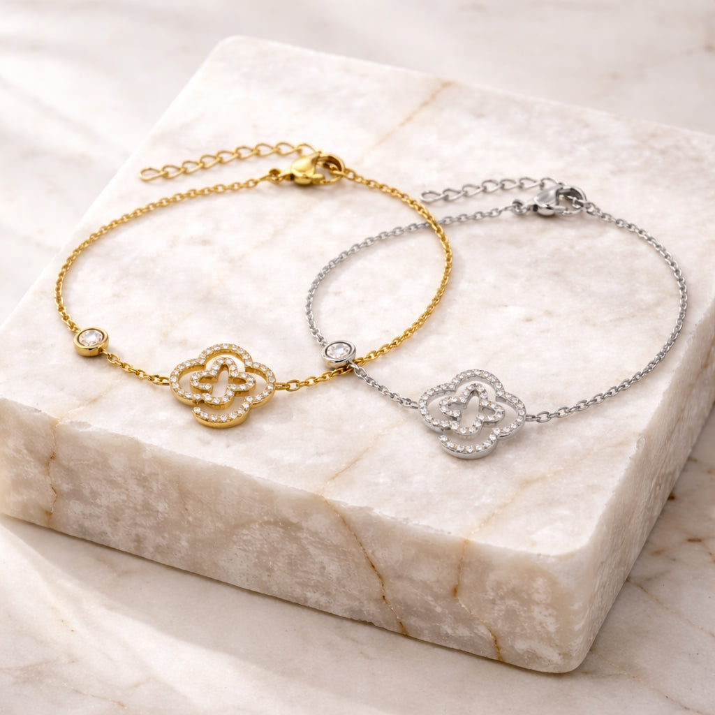 Bracelet Trèfle Zircons