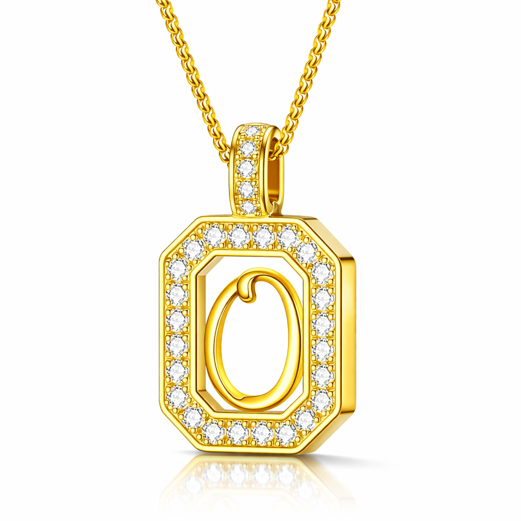 Collier Doré Initiale Plaque Carrée Personnalisée