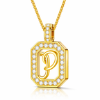 Collier Doré Initiale Plaque Carrée Personnalisée