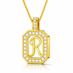 Collier Doré Initiale Plaque Carrée Personnalisée