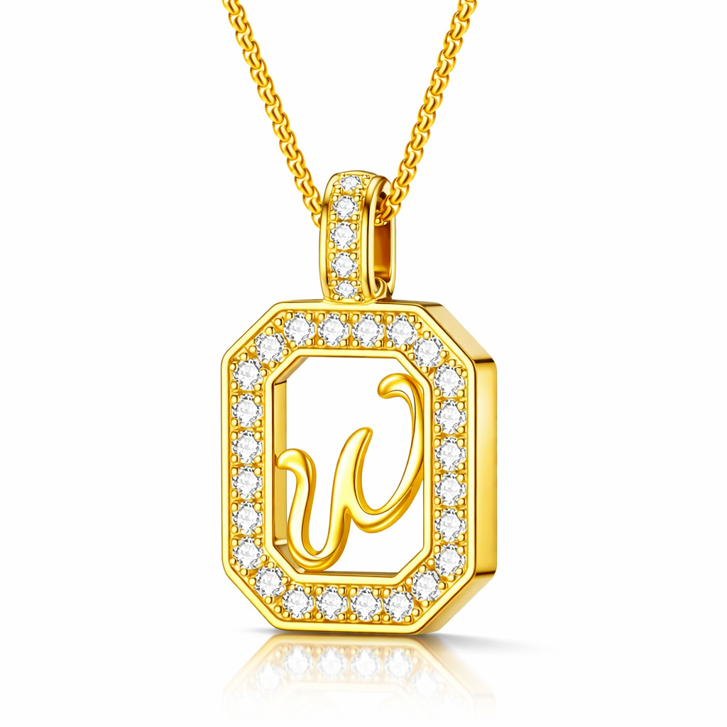 Collier Doré Initiale Plaque Carrée Personnalisée