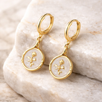 Boucles d’Oreilles Goutte Nacre Incrustée Rose