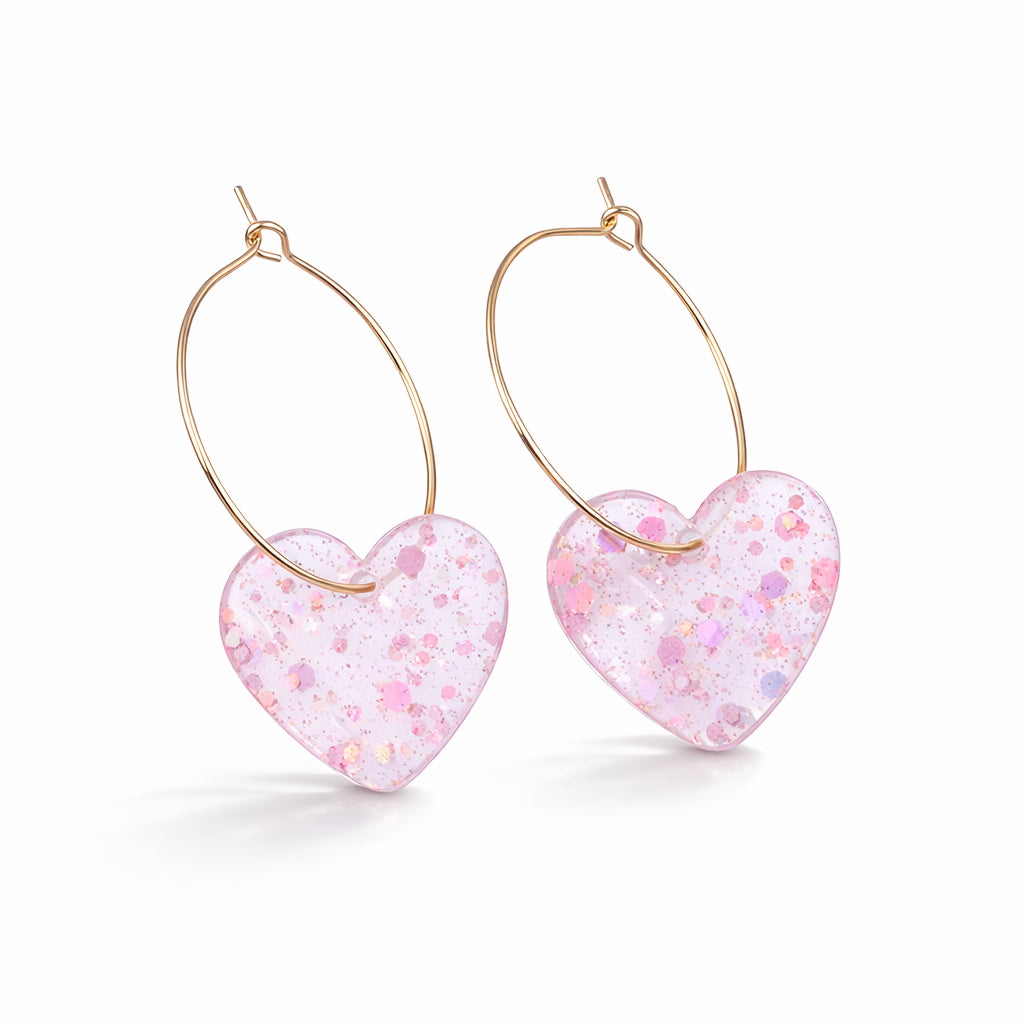 Boucles d’Oreilles Cœur Pailleté