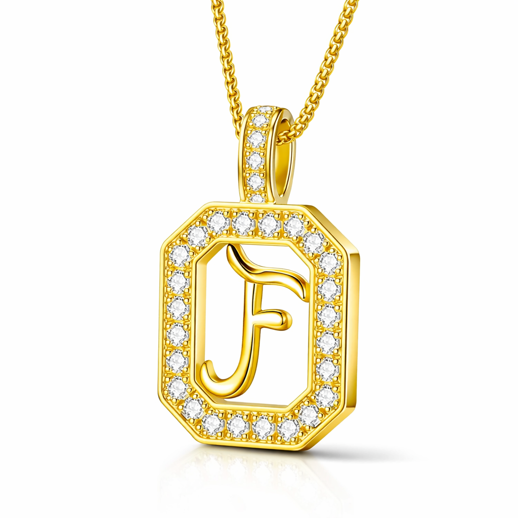 Collier Doré Initiale Plaque Carrée Personnalisée