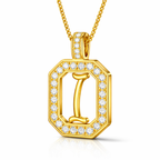 Collier Doré Initiale Plaque Carrée Personnalisée