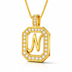 Collier Doré Initiale Plaque Carrée Personnalisée