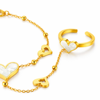 Ensemble Bracelet et Bague Cœur en Acier Inoxydable