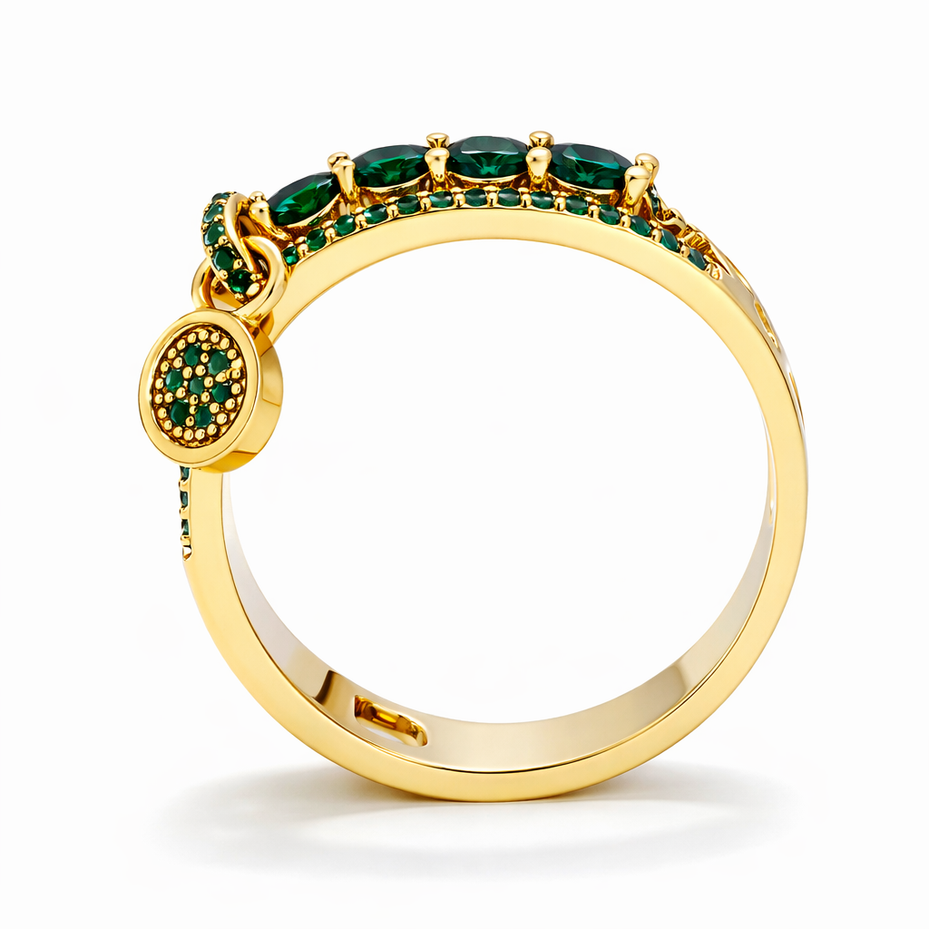 Bague Disque Rond Zircons