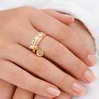 Bague Disque Rond Zircons