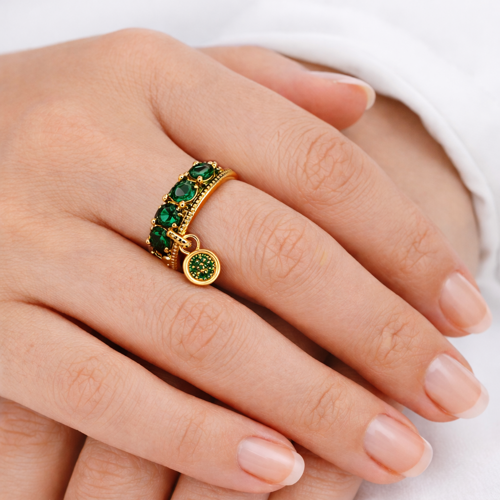 Bague Disque Rond Zircons