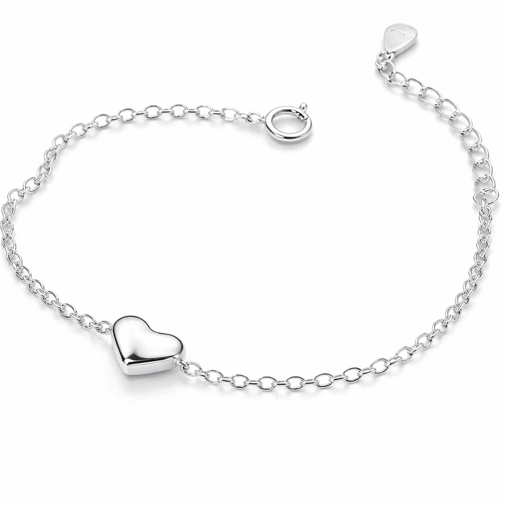 Bracelet Femme en Argent 925 – Cœur Simple Élégant