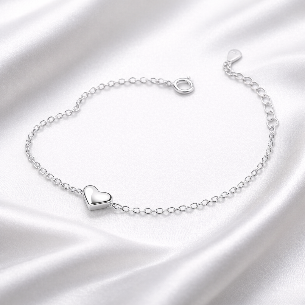 Bracelet Femme en Argent 925 – Cœur Simple Élégant