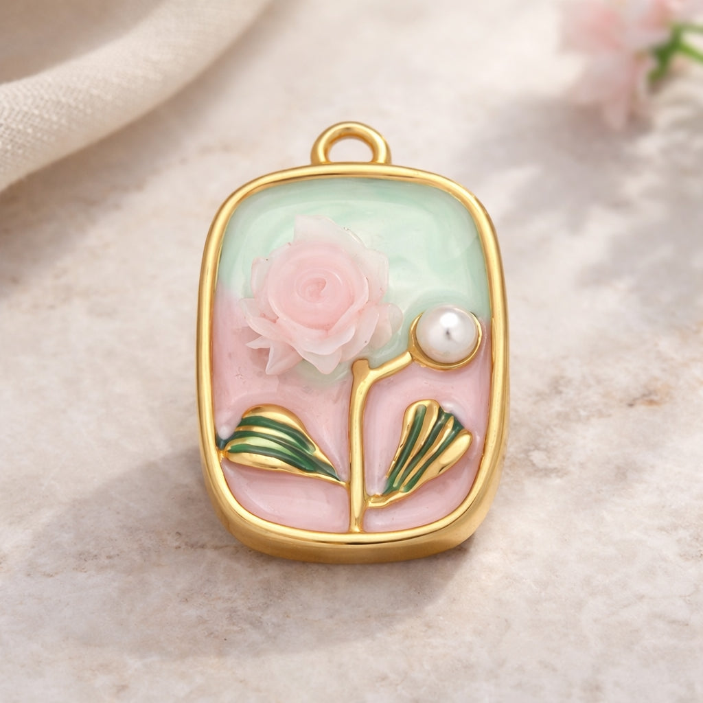Pendentif Fleur Émaillée