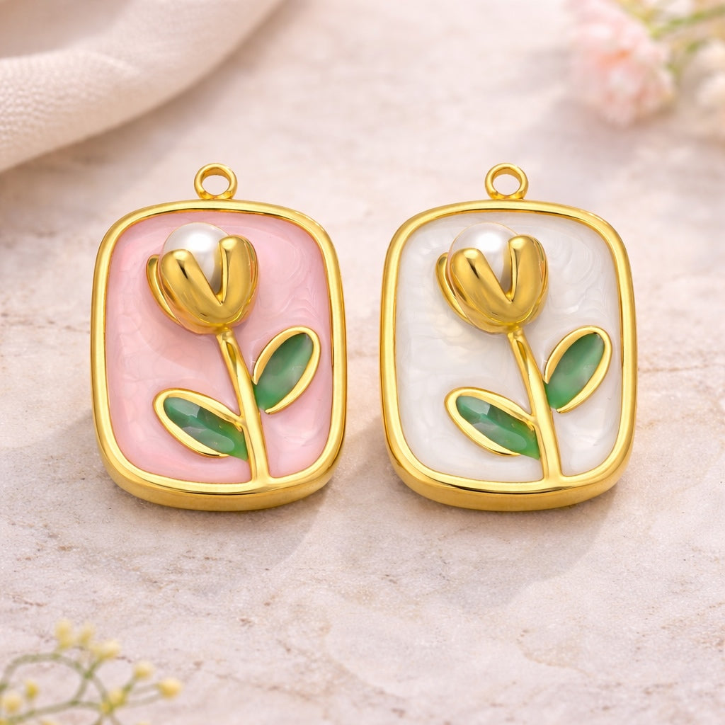 Pendentif Tulipe Émaillée 