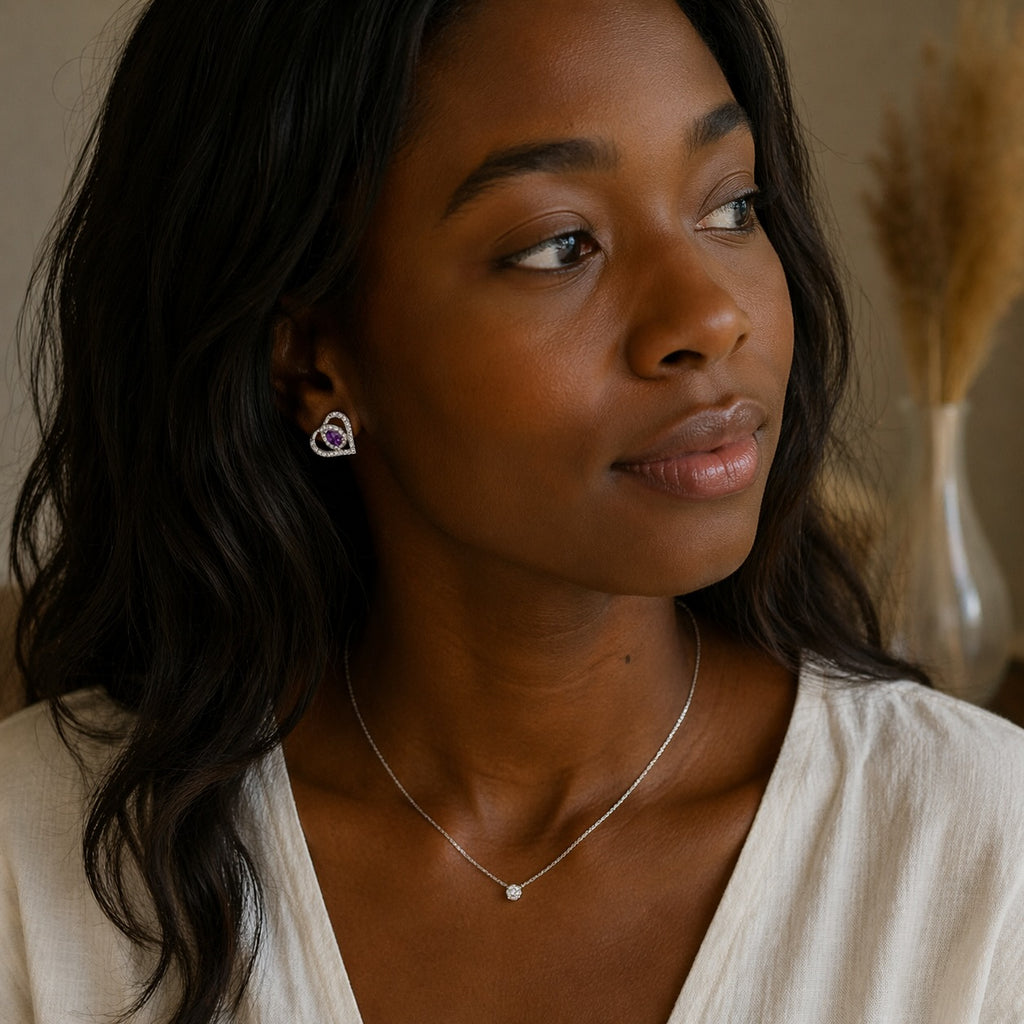 Boucles d’oreilles cœur cristal