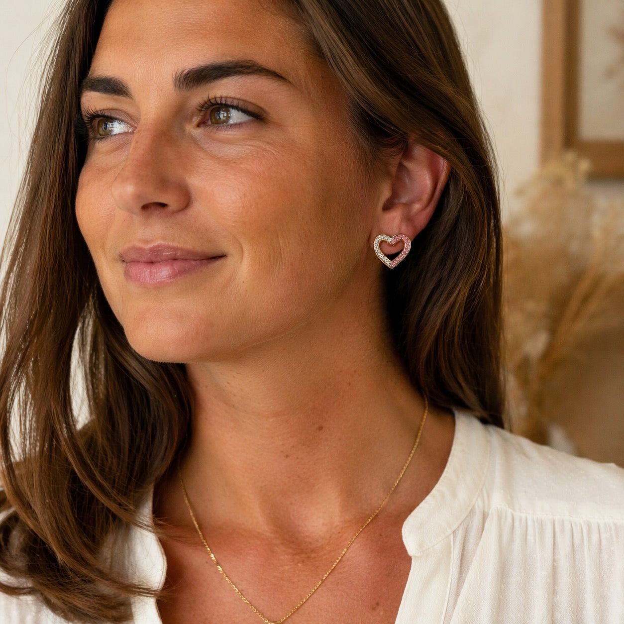 Boucles d’oreilles cœur multicolore