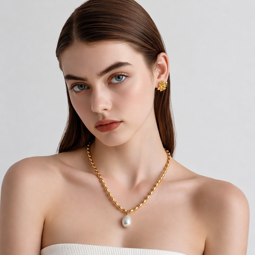 Collier perle doré