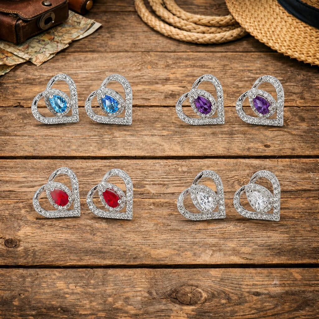 Boucles d’oreilles cœur cristal