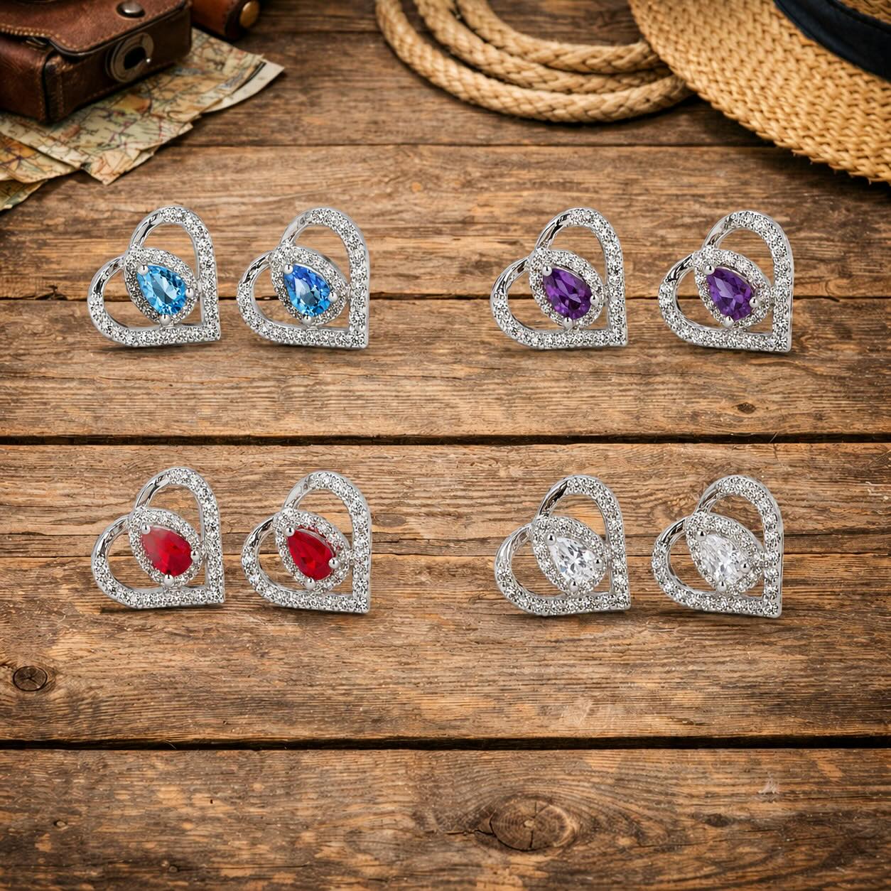 Boucles d’oreilles cœur cristal