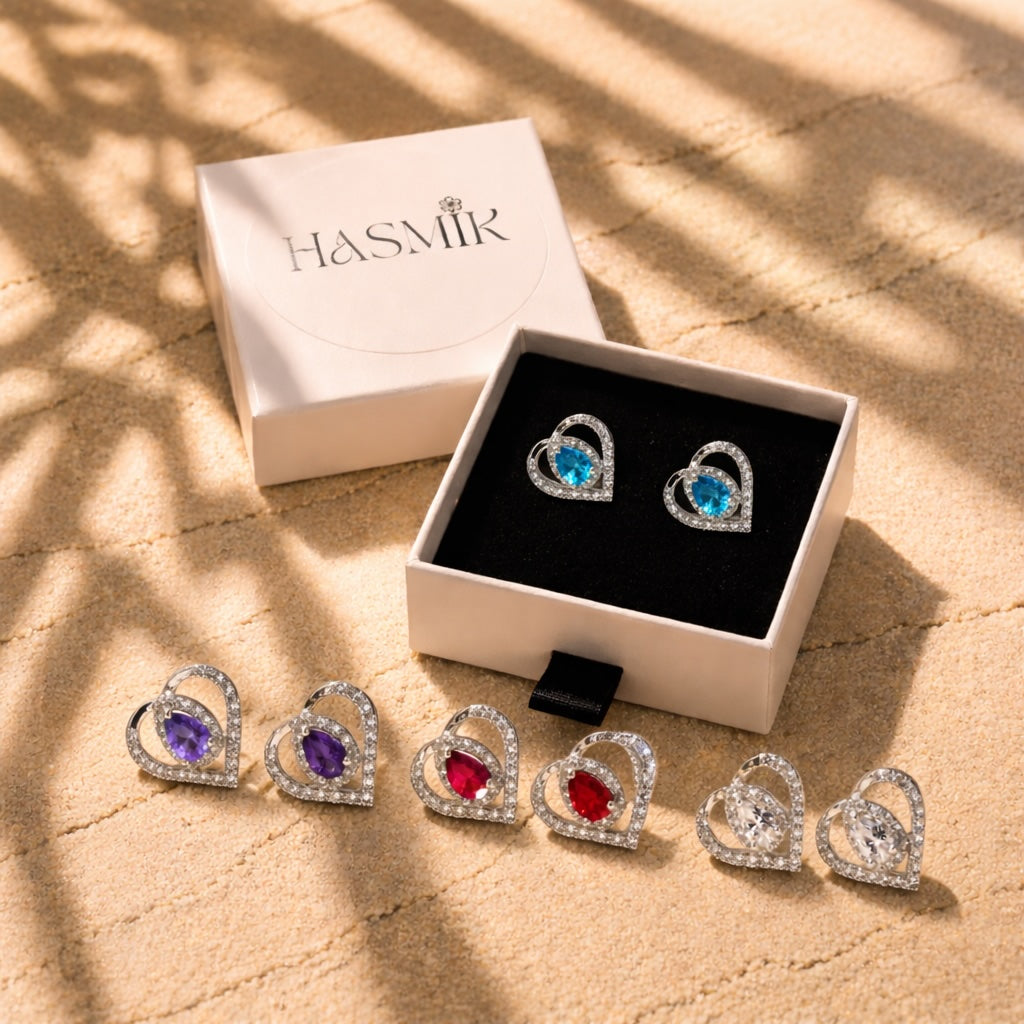 Boucles d’oreilles cœur cristal