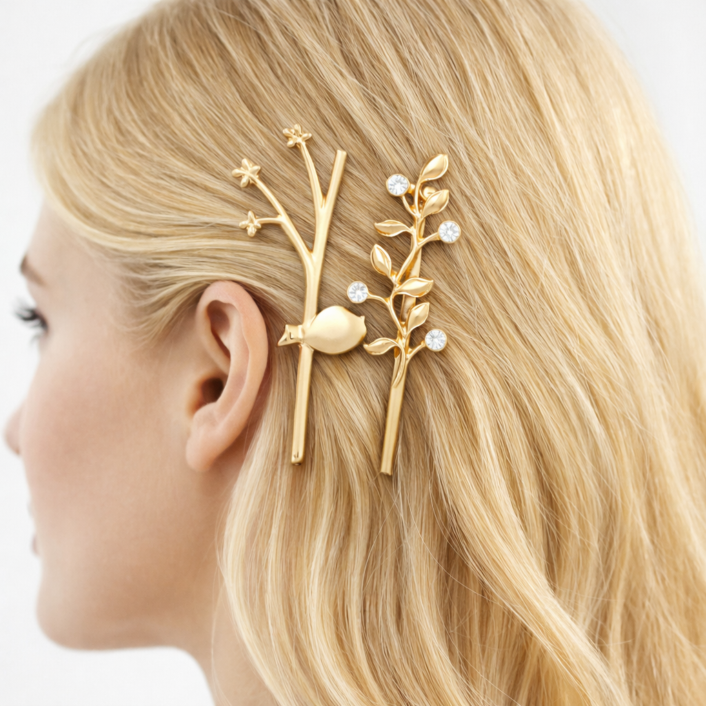 Barrette Feuille Métallique Élégante