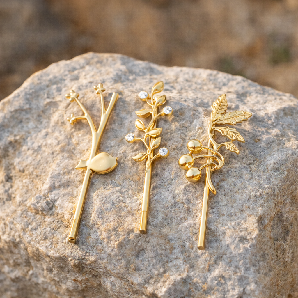 Barrette Feuille Métallique Élégante