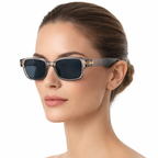 Lunettes de Soleil Carrées Oversize Gris Cristal