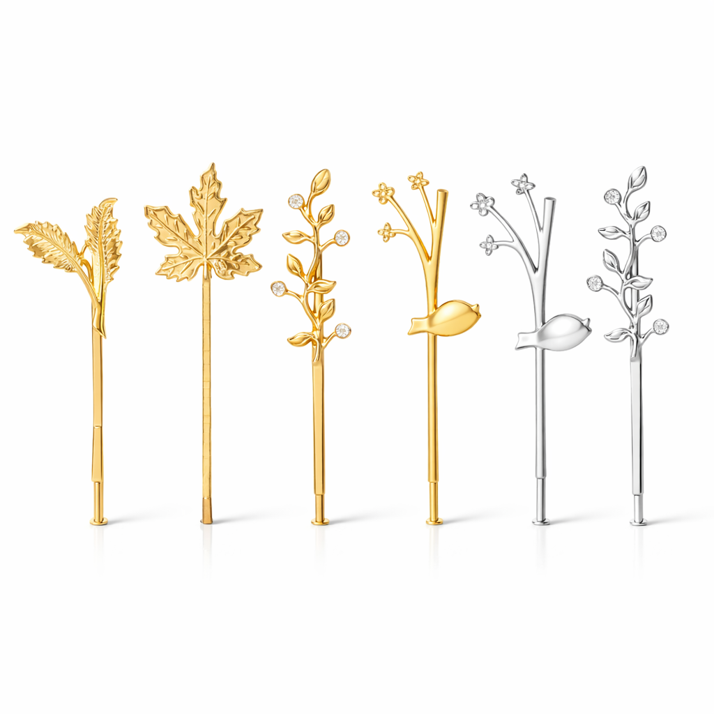 Barrette Feuille Métallique Élégante