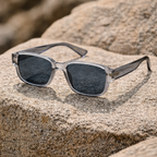 Lunettes de Soleil Carrées Oversize Gris Cristal