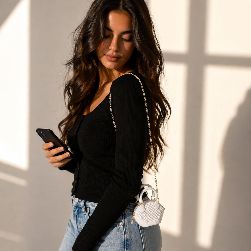 Mini sac brillant – Chaîne dorée