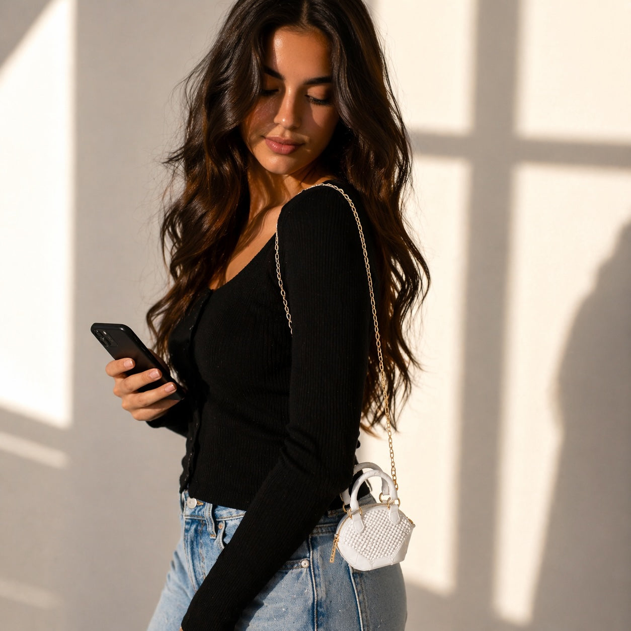Mini sac brillant – Chaîne dorée