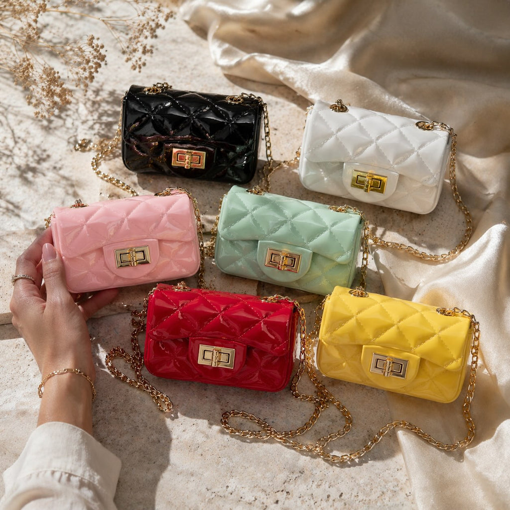 Sac Mini Brillant Matelassé Chaîne Dorée