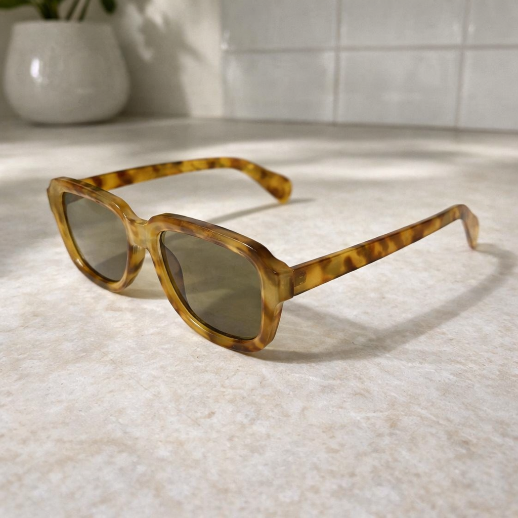 Lunettes de Soleil Carrées Épaisses Écaille Claire