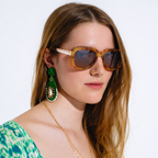 Lunettes de Soleil Carrées Épaisses Écaille Claire