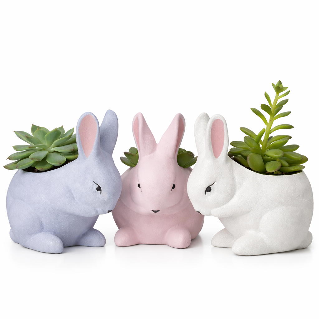 Pot de Fleurs Lapin Décoratif en Céramique