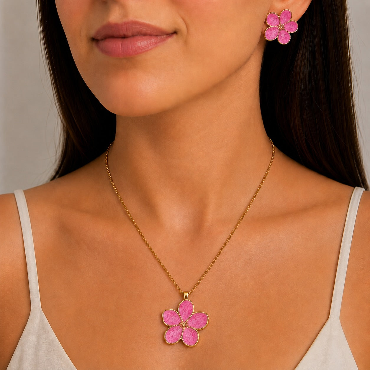 Parure Fleur Dorée Colorée