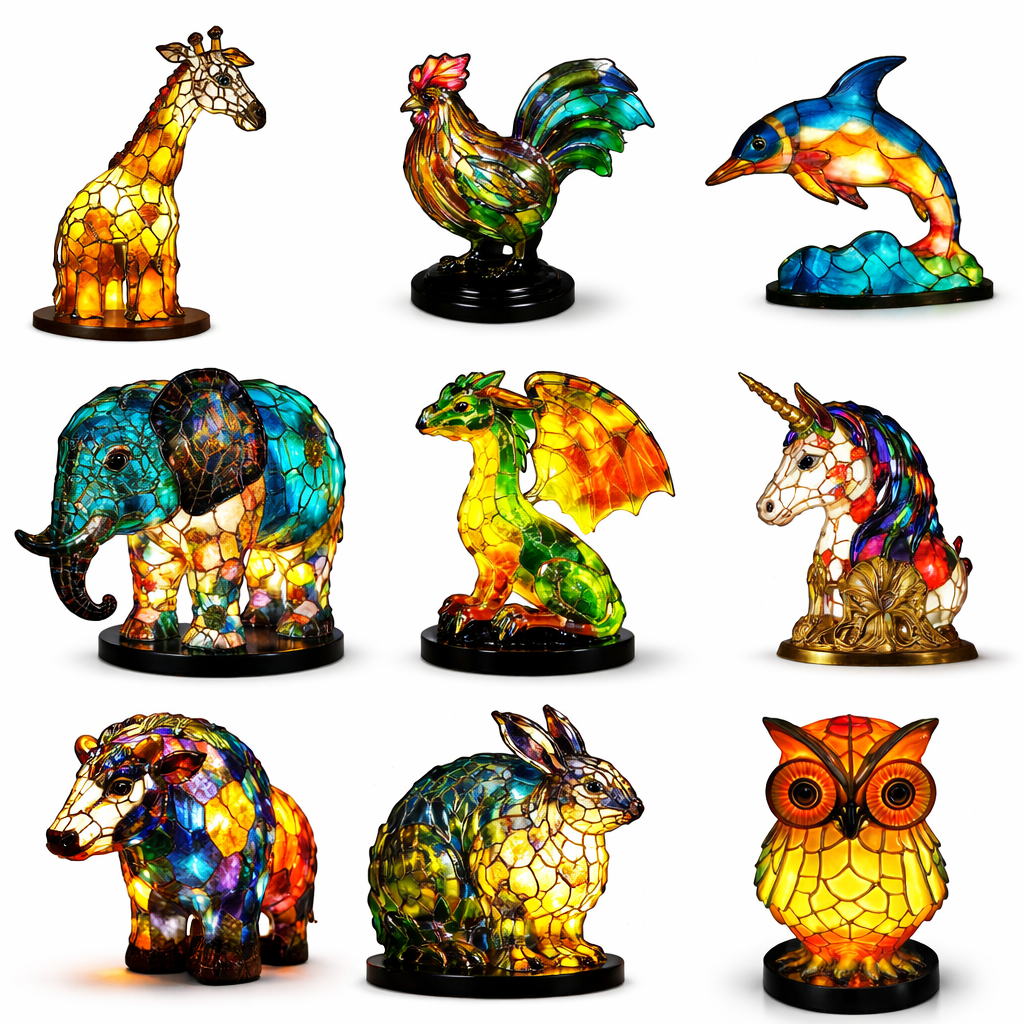 Lampe LED 3D Animaux Décorative en Résine