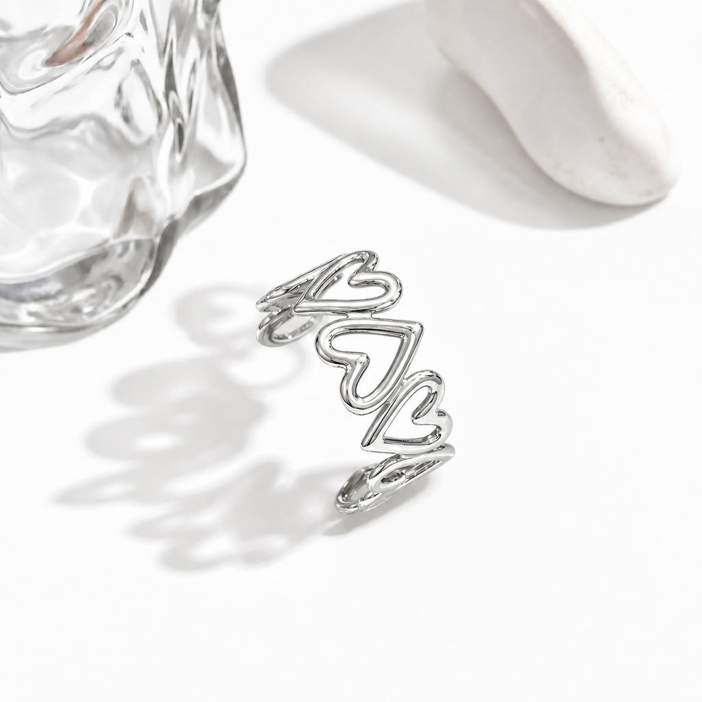 Bague coeurs entrelacés