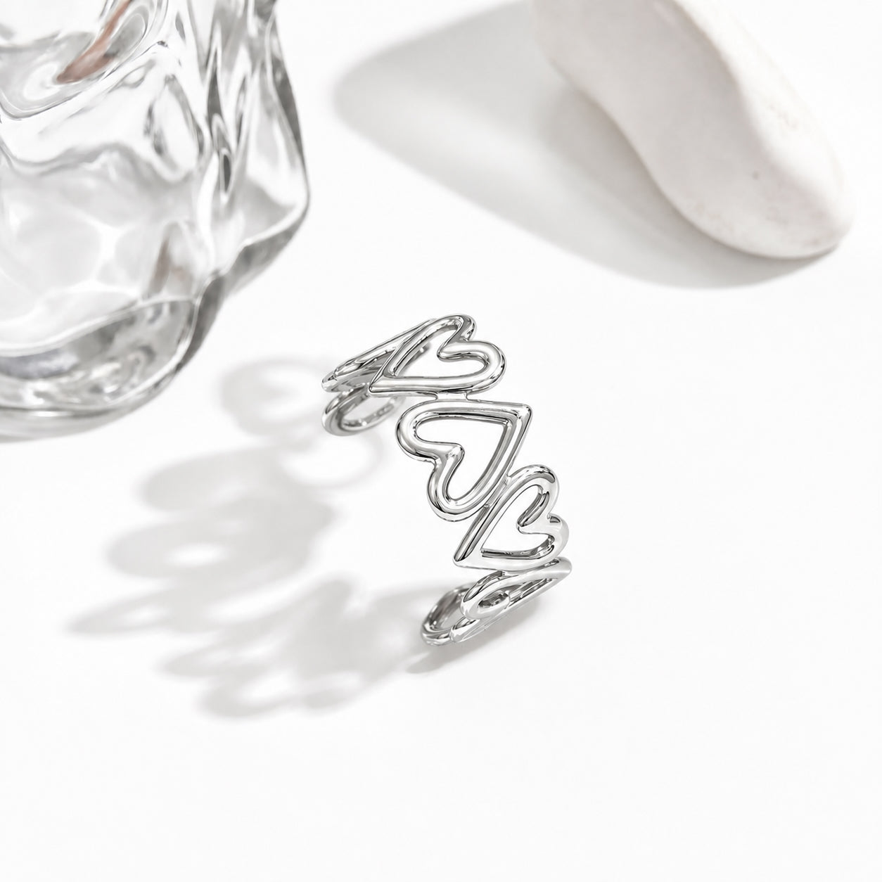 Bague coeurs entrelacés