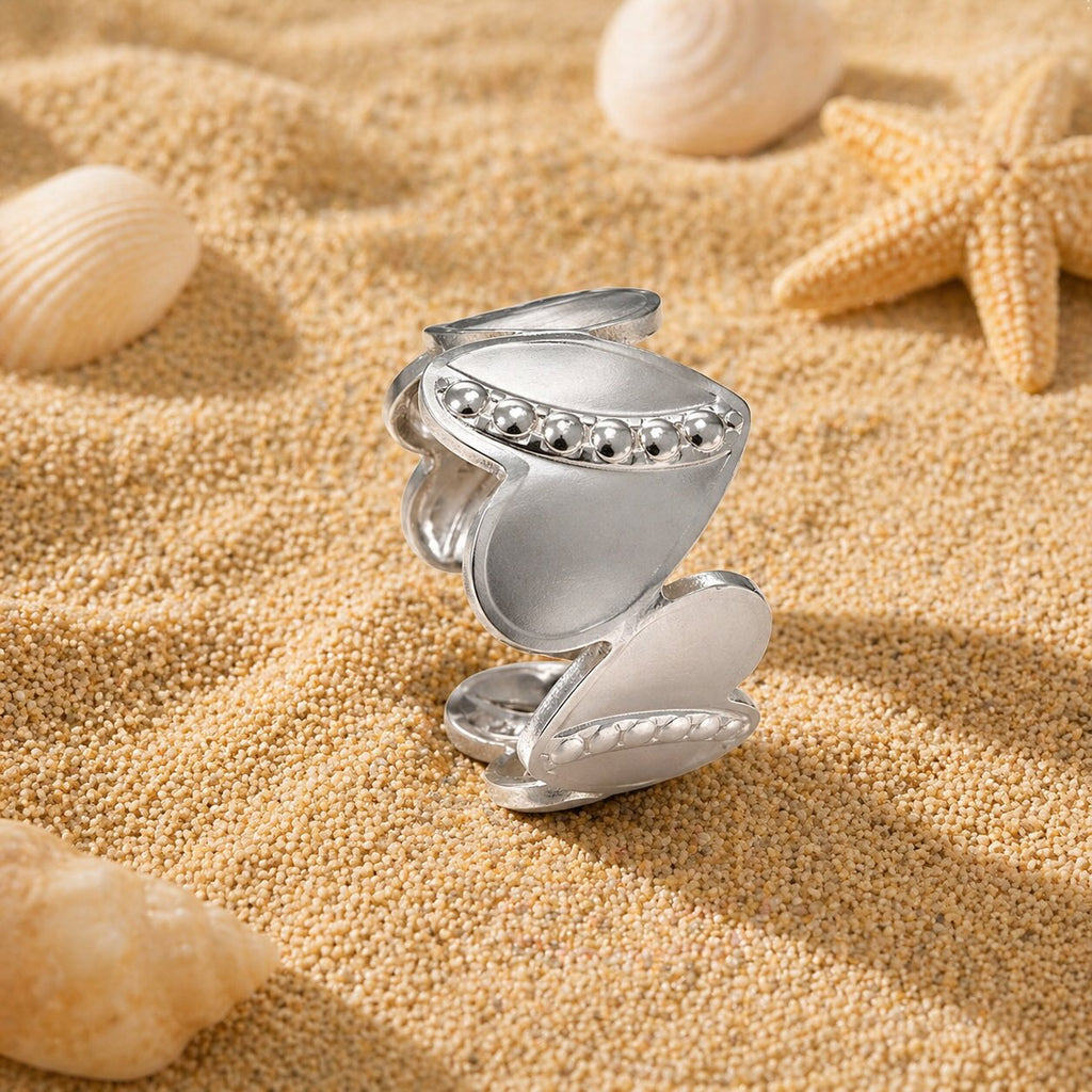 Bague coeur perlé lisse