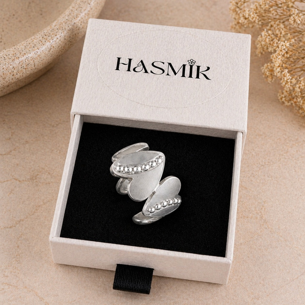 Bague coeur perlé lisse