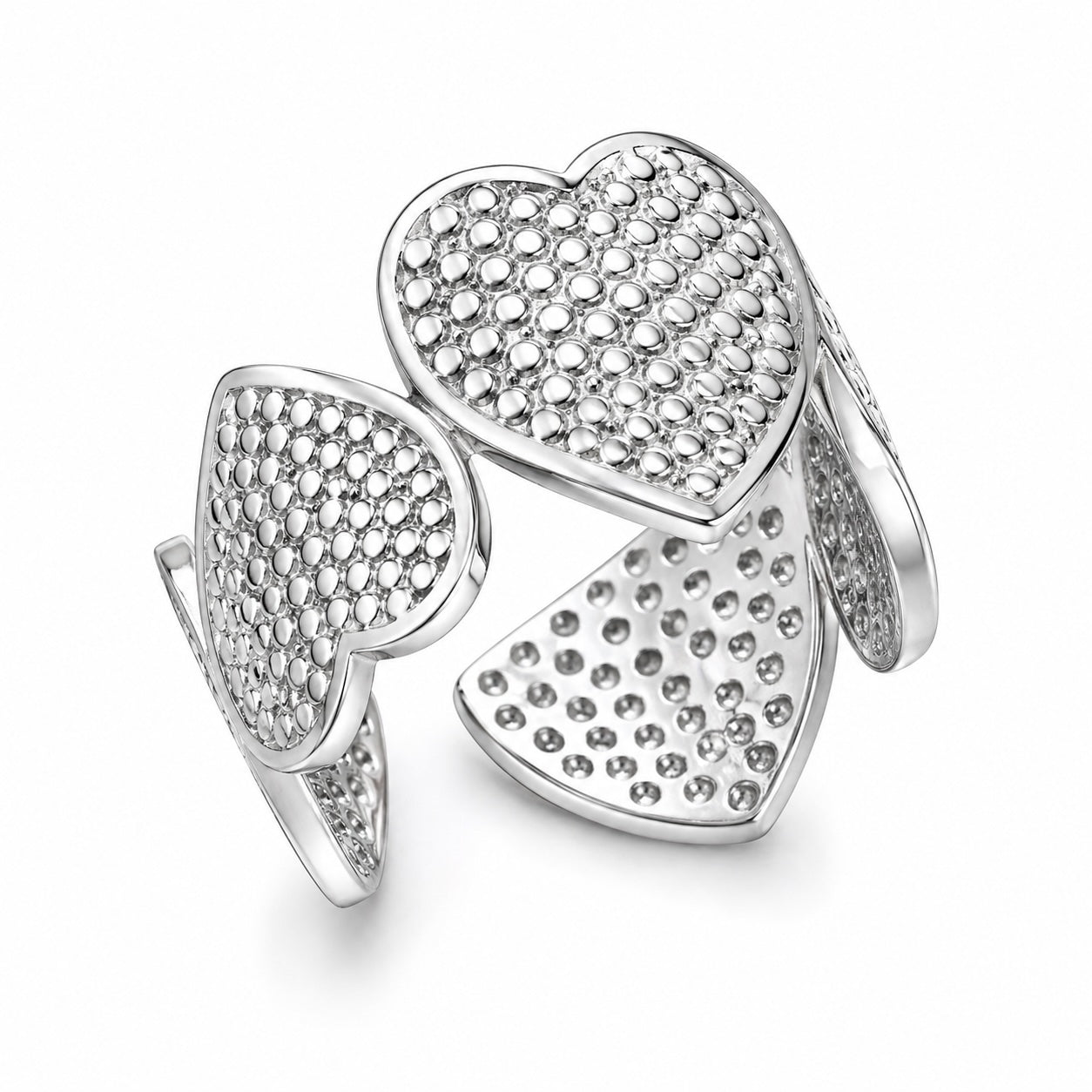 Bague coeurs texturés