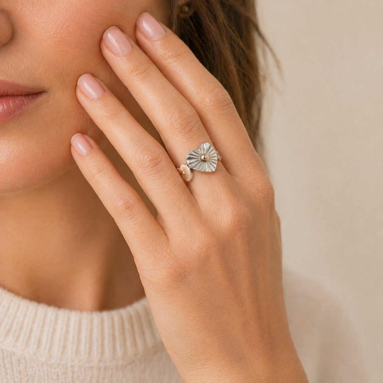 Bague coeur soleil
