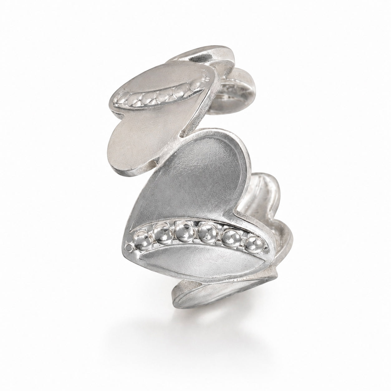Bague coeur perlé lisse