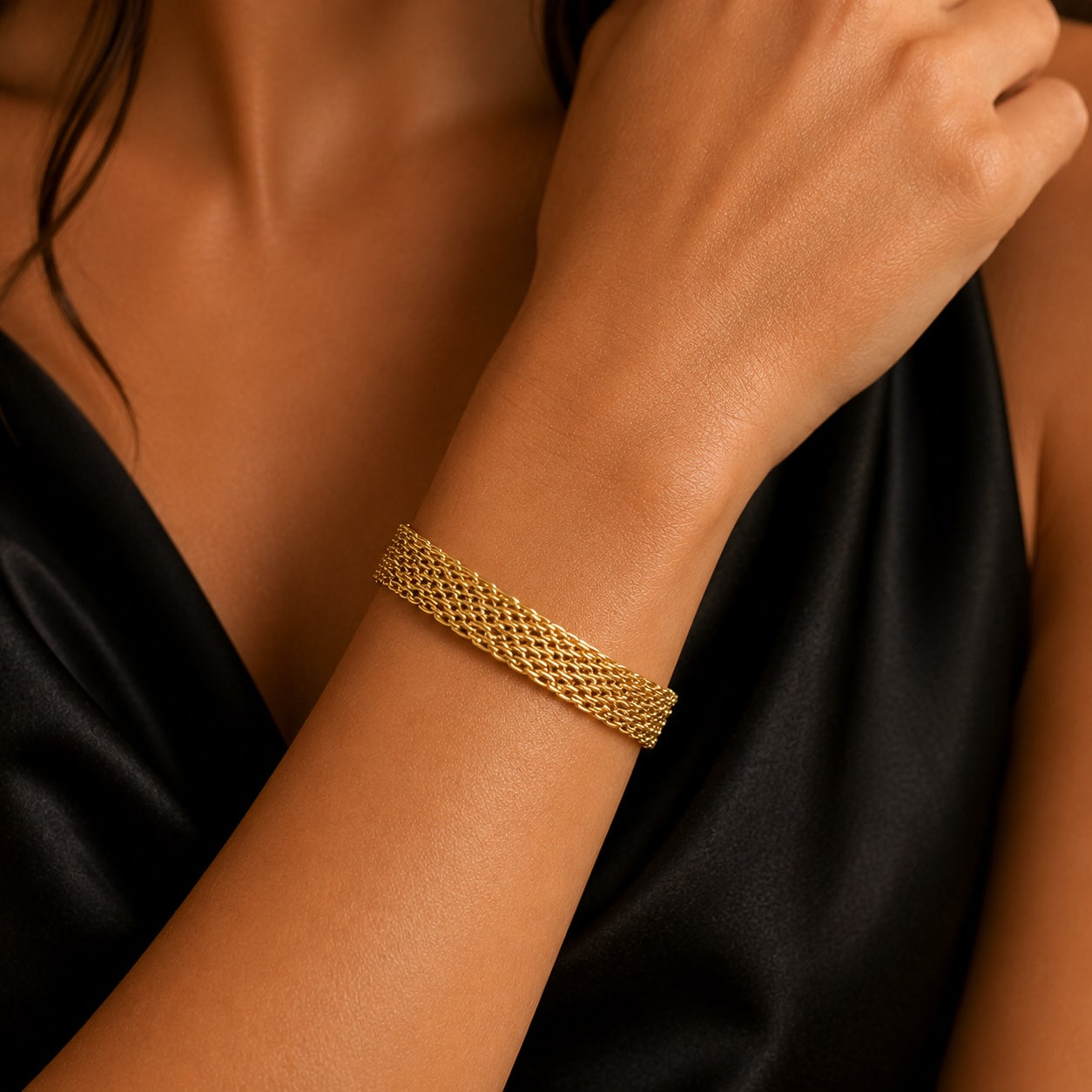 Bracelet Maille Plate Dorée