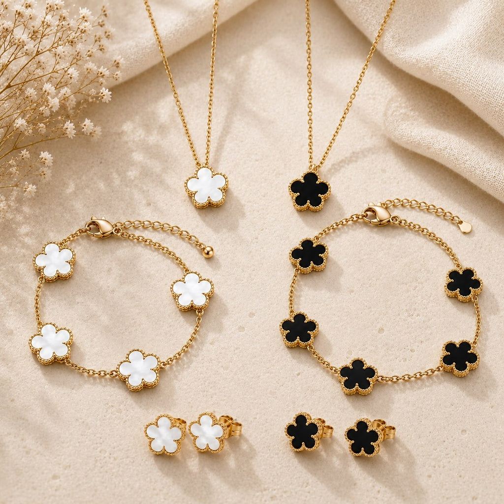 Parure Fleur Acier Inoxydable