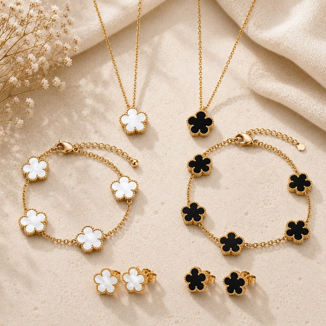 Parure Fleur Acier Inoxydable