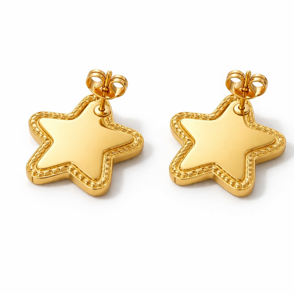 Boucles d'oreilles Étoile Nacrée Dorée