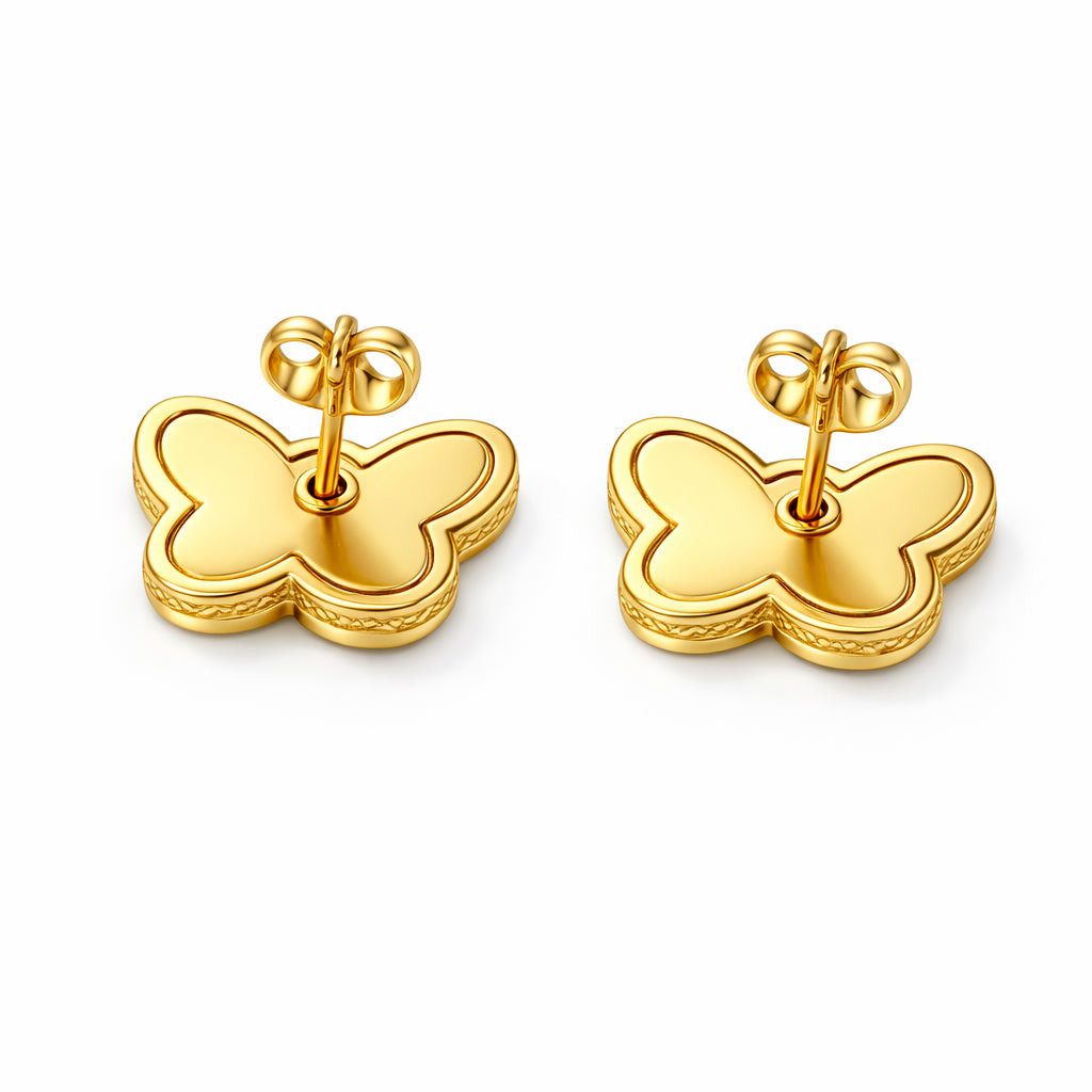 Boucles d'oreilles Papillon Nacrée Dorée