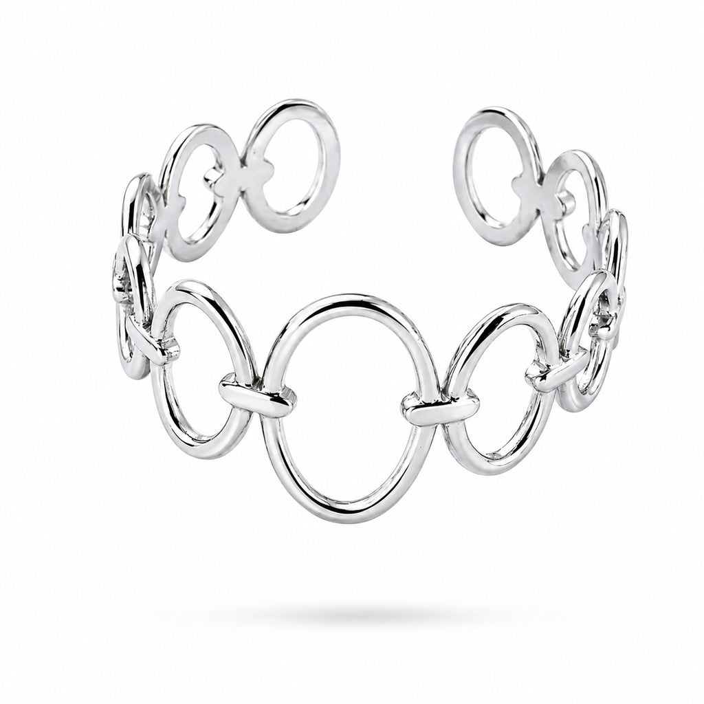 Bague Ajustable Argentée – Cercles Entrelacés